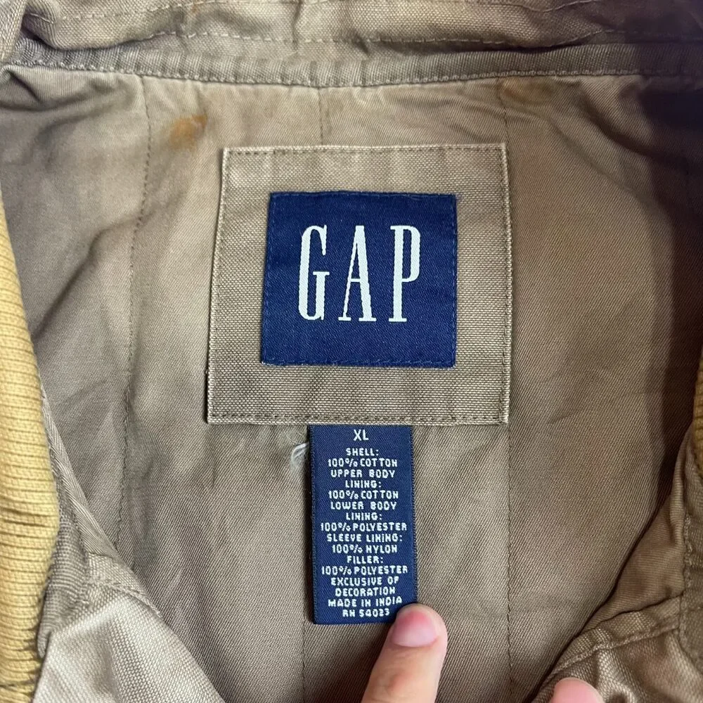 GAP Men's Khaki Barn Chore Coat Corduroy Collar Jacket Size XL_2